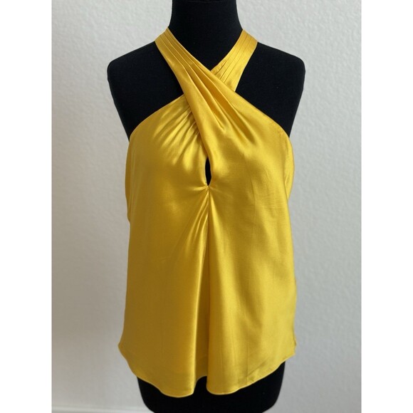 Veronica Beard Women 8 Stewart Charmeuse Silk Blend Halter Top NWT Bright Sunset - Picture 3 of 9